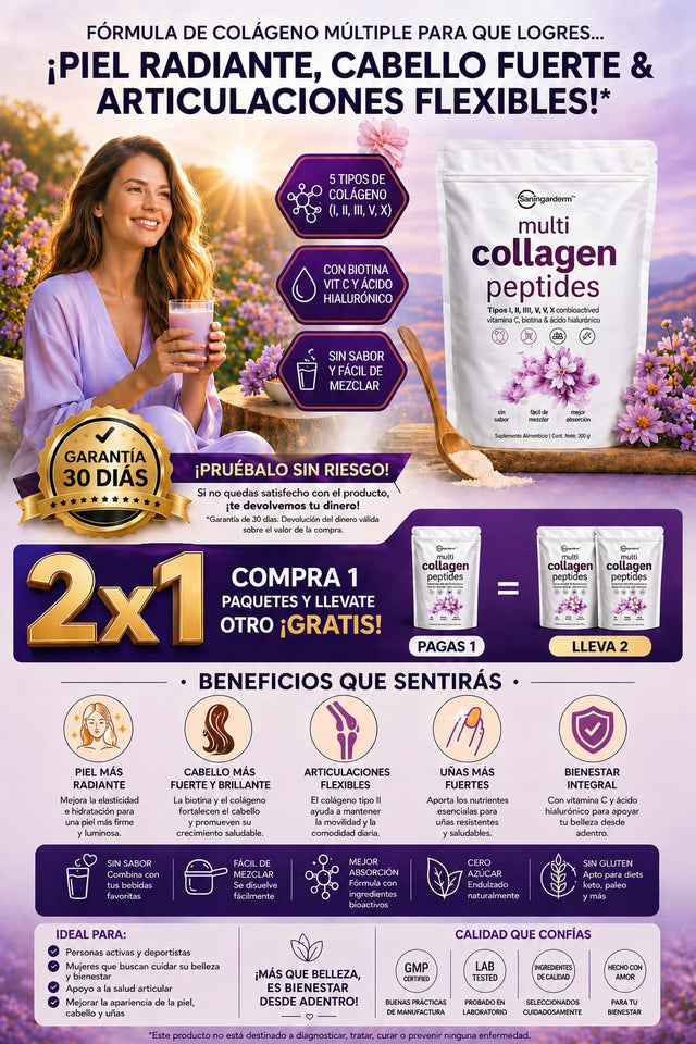 Multi Colágeno Premium de 900 gramos, Paga 1 y llévate 2  Solo por hoy ¡Corre antes que se acaben!